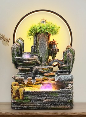 客厅办公室假山流水喷泉招财桌面摆件循环水风水轮鱼缸造景装饰品