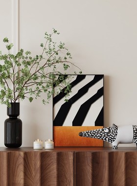 现代简约玄关装饰品套餐黑白大地色艺术感小众高级感客厅家居摆件