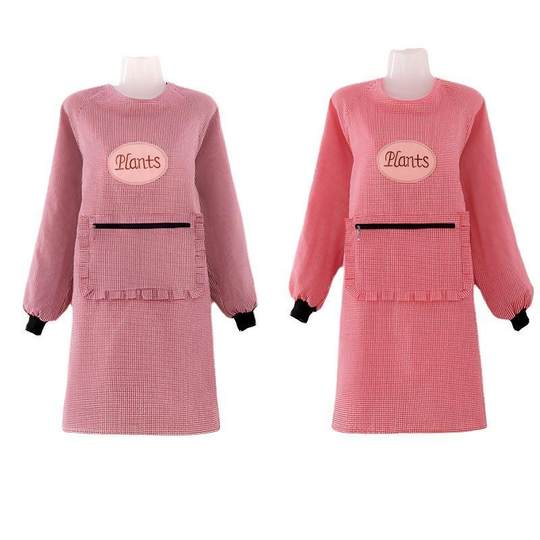 家居围裙长袖罩衣纯棉反穿衣成人女厨房做饭防油围兜