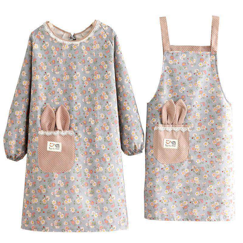 韩版时尚新款棉布厨房做饭围裙可爱耐磨上班工作餐饮专用罩衣长袖,淘宝优惠券,粉丝福利购,淘宝优惠卷