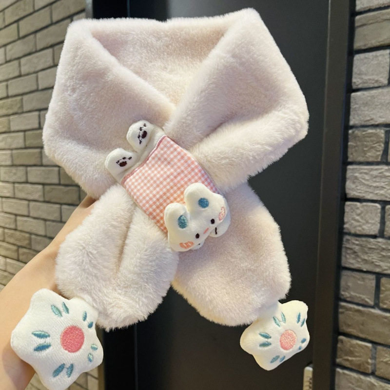 冬季儿童毛绒围巾秋冬女孩女童加厚保暖韩版宝宝可爱卡通围脖交叉,淘宝优惠券,粉丝福利购,淘宝优惠卷