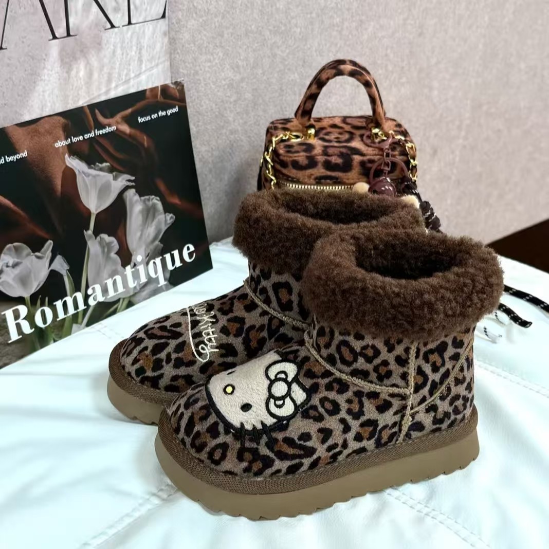 女童2026冬季新款豹纹雪地靴中大童KT猫加绒棉靴儿童中筒保暖鞋子,淘宝优惠券,粉丝福利购,淘宝优惠卷