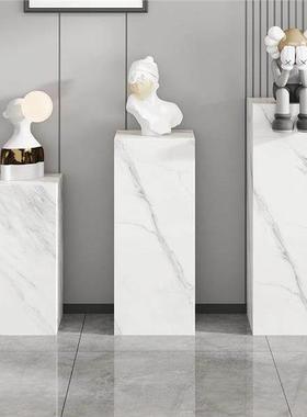 大理石雕塑底座摆台玄关岩板电视柜旁边落地客厅花架摆件底基座台
