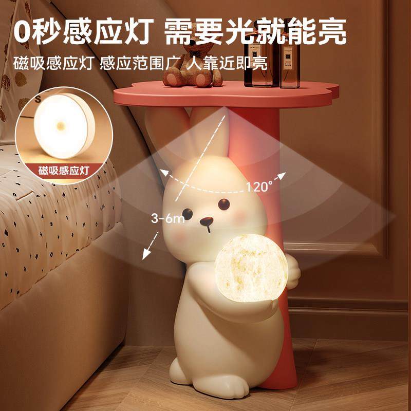可爱小兔夜灯沙发边几存钱罐落地摆件客厅电视柜旁装饰品乔迁礼物,淘宝优惠券,粉丝福利购,淘宝优惠卷