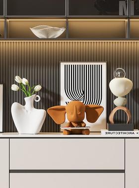 轻奢高档客厅入户鞋柜玄关摆件家居钥匙收纳小飞象托盘装饰高级感