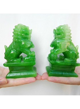 仿白玉狮子摆件小号工艺品一对阳台门口狮子客厅电视柜装饰品摆设
