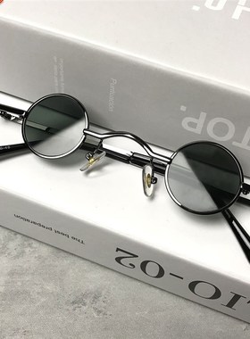 太子眼镜偏光小圆框创意个性复古盲D人瞎子阿炳墨镜男汉师爷圆形