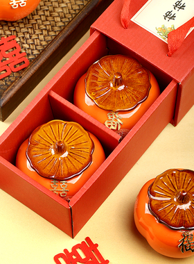 极速乔迁搬新家柿柿如意摆件柿子茶叶罐送闺蜜新S人朋友结婚实用