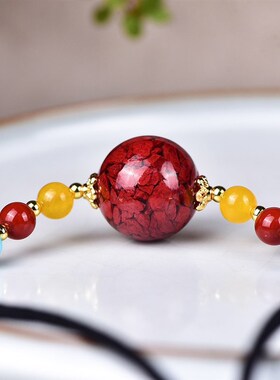 新品天然原矿朱砂晶体砂锁骨链z女款项链时尚配饰本命年百搭饰品Y