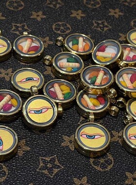 新品新品纯手绘黄财神之q眼吊坠配件手工diy文玩时尚配饰佛珠挂饰