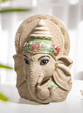 极速泰国工艺品象鼻神树脂创意摆件家居客K厅玄关桌面装饰开业大