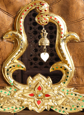 极速泰国工艺品实木菩提叶摆件禅意铃铛摆设O东南亚酒店会所装饰