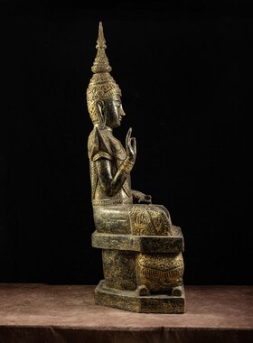 极速泰国实木木雕工艺品佛像禅意摆件东南M亚风格佛堂供奉摆设释