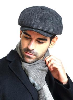 极速Male Plus Size Ivy Hat Big Head Man Felt NewsUboy Cap Da