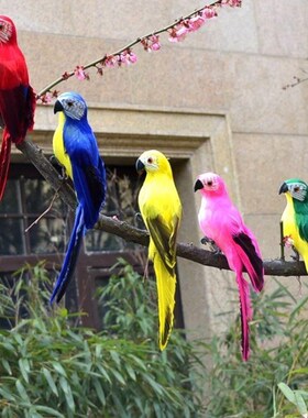 极速仿真小鸟鹦鹉假鸟生态园摆z件树上假鸟窝庭院挂件风景区花园