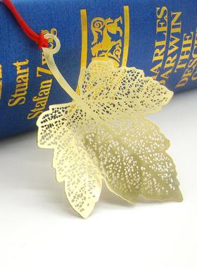 厂家金属书签黄铜 精美细纹叶脉镂空书签 商务礼品送信封