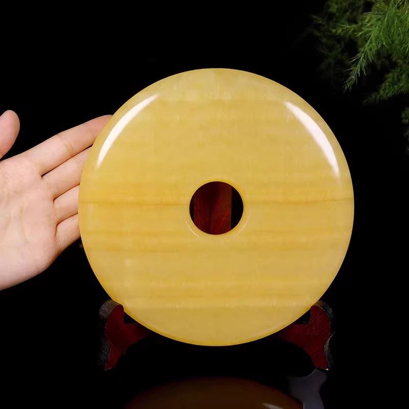 天然黄玉平安扣摆件圆形玉璧和氏璧桌面摆饰商铺前台客厅玄关礼品,淘宝优惠券,粉丝福利购,淘宝优惠卷