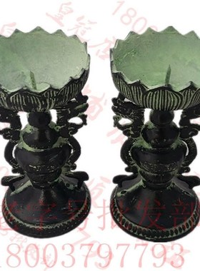 高端青铜器蜡台仿m古摆件婚庆道具莲花铜蜡台烛台家用家居装