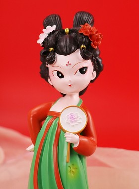 唐宫夜宴侍女公仔桌面摆件国风创意仕女春节生日礼物儿童房摆放潮