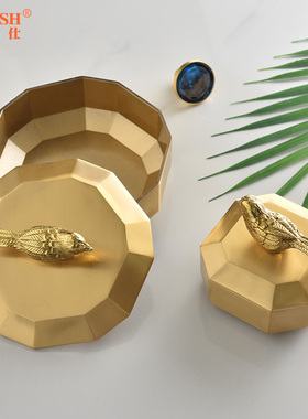 创意全铜首饰盒 家居装饰品个性多功能摆件简约样板房铜烟灰缸