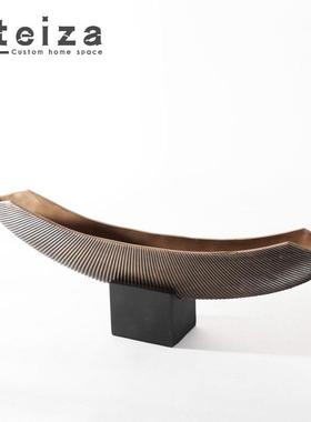 Oteiza现代新中式艺术树脂弧形摆件样板间酒店大厅软装装饰品摆设