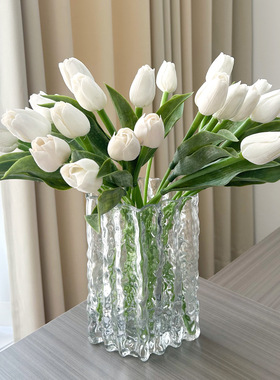 跨境人造仿真pe郁金香 家居办公桌面仿真插花绿植摄影摆件亚马逊