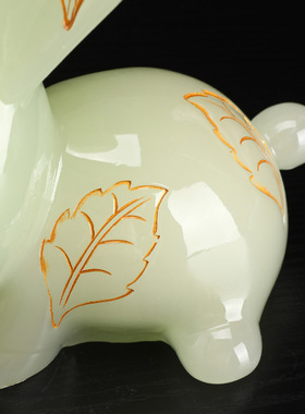 蓝冰玉高档可爱中式对兔家居客厅装饰摆件生肖瑞兔摆件装饰礼品