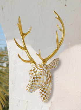 跨境鹿头壁挂墙饰动物头雕像鹿角挂件家居摆件客厅玄关装饰