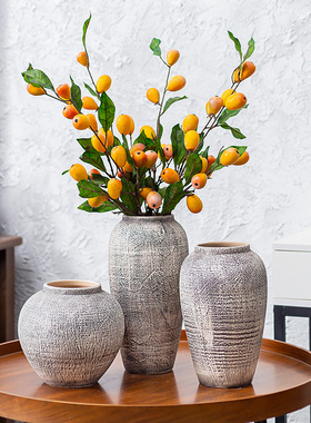 美式花瓶客厅插干花器酒店玄关家居陶瓷瓷器复古陶罐粗陶坛子