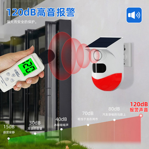 红外线报警器户外人体感应太阳能声光报警器果园防盗警报语音提示 - 图2