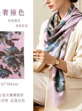 冬季仿羊绒印花围巾女2026新款时尚通勤保暖护颈防寒围脖
