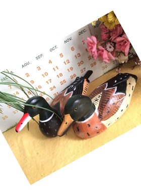 复古手绘桃木雕刻鸳鸯鸭子家居餐厅店铺夫妻婚房卧室装饰摆件