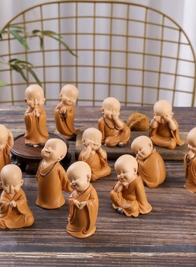 2025年新款禅意少林寺小和尚树脂装饰艺术品客厅软装创意礼品摆件