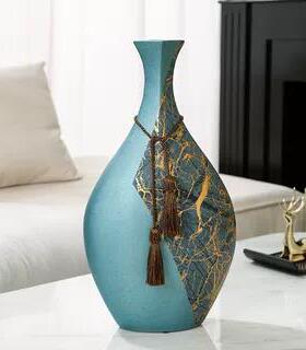 新中式陶瓷花瓶高级感复古花器客厅样板间玄关电视柜桌面装饰摆件