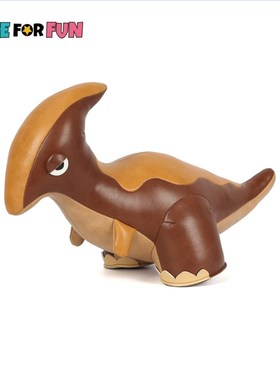玩宠 恐龙系列  副栉龙手工皮质摆件安抚公仔暖居装饰礼物