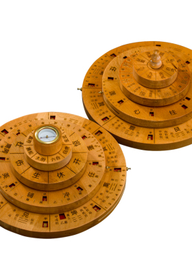 桃木阴阳奇门遁甲实用罗盘罗经活转盘吉祥用品摆件