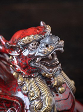 久造中式陶瓷招财貔貅摆件一对办公室桌面装饰品店铺开业乔迁礼品