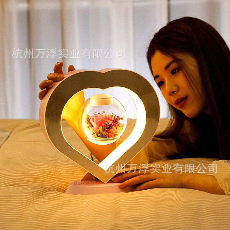 蓝牙音响磁悬浮永生花diy520礼物送女友创意摆件七夕圣诞情人节