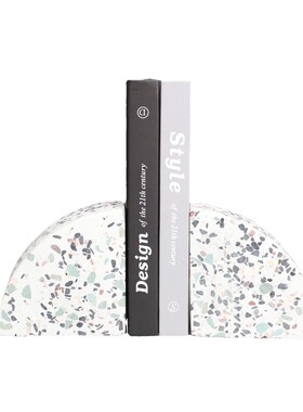 新中式水磨石书挡样板房样品屋展示中心卧室书房L客厅饭厅桌面玄