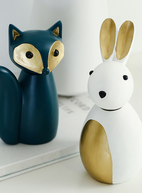 北欧个性创意树脂可爱小摆件房间卧室客厅装饰品床头柜X小摆设