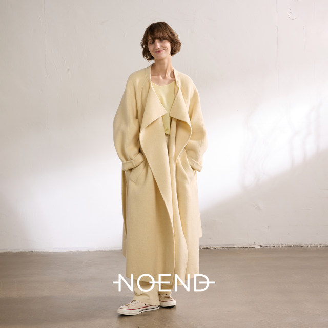 NOEND25AW 【冬日限定色】100%绵羊毛围巾慵懒荡领双面长款大衣