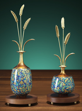 喜韵岁岁平安铜麦穗中式装饰摆件