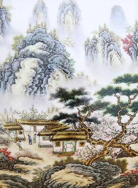 景德镇陶瓷粉关彩山水聚缸宝盆装饰品客fcsss厅家居桌玄风水招面