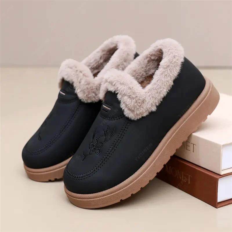 沐盈集冬季新款加绒厚底妈妈鞋中老年软底舒适女鞋一脚蹬棉鞋,淘宝优惠券,粉丝福利购,淘宝优惠卷