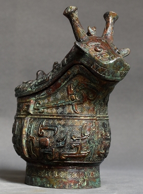 兽觥仿古青铜器折觥盛酒器纯铜复古工艺品装饰特色礼品办公摆件