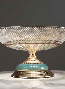 轻奢陶瓷玻璃果盘创意装饰水果盘糖果盘干果盘客厅餐桌样板间摆件