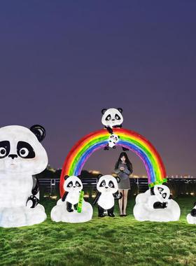 户外爬墙玻璃钢卡通熊猫动物雕塑大型摆件落地园林潮玩景区装打卡