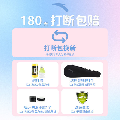 安踏正品羽毛球拍套装双拍旗舰店女生成人专业耐打全碳素纤维单拍 - 图3