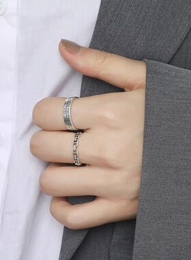 复古罗马数字戒指女ins2025年新潮冷淡风高级感时尚个性开口指环