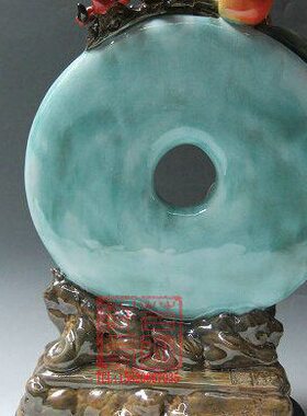 陶瓷工艺品 石湾公仔 寿桃摆件 大展鸿图 原作
